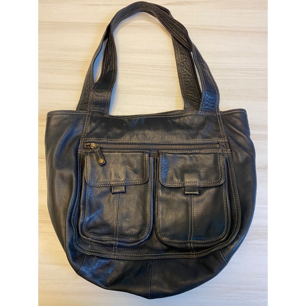 Fossil Medium Bag Purse Shoulder Black Leather Women classic style Vintage
